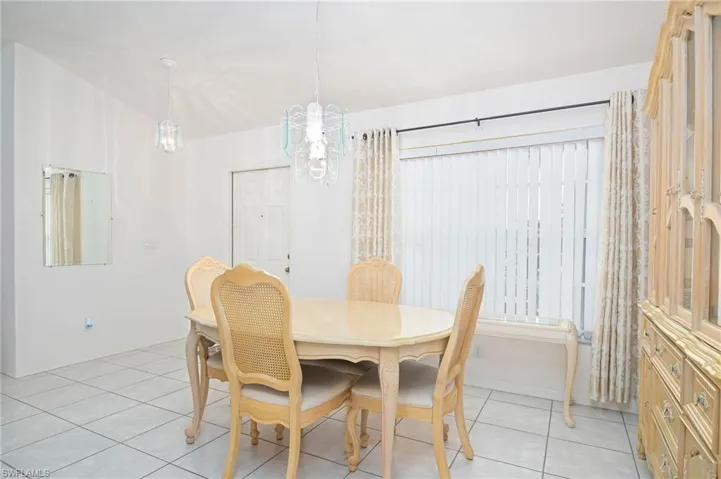 View of tiled dining room