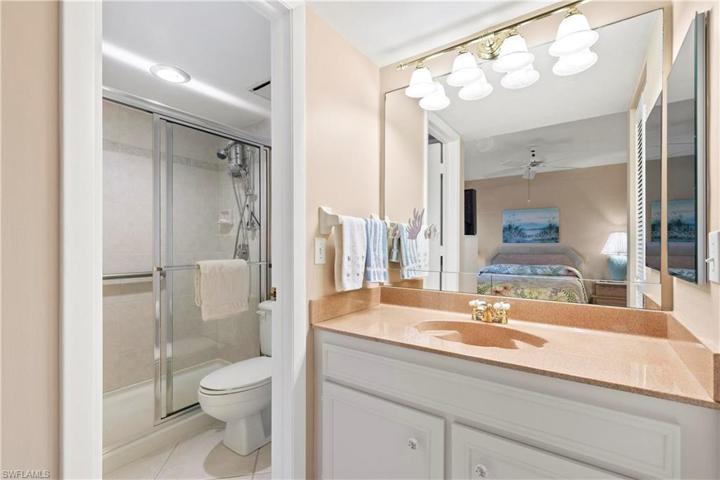 Sink area and bathroom, walk in closet located to the right