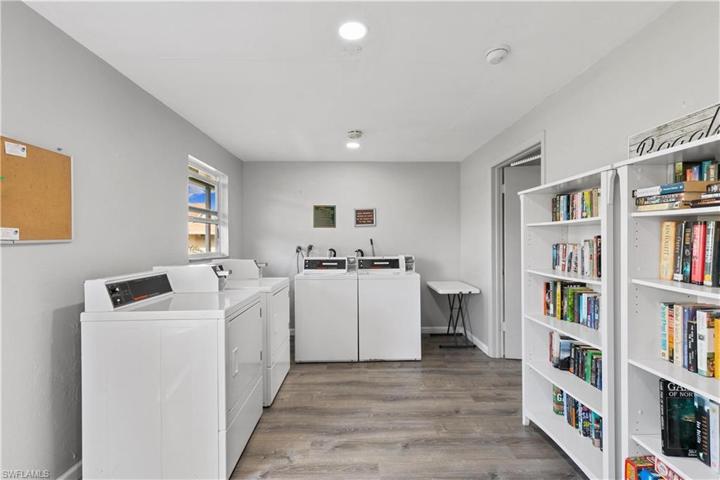 Community laundry with library