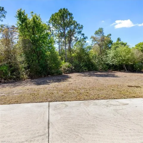 Back yard with concrete pad
