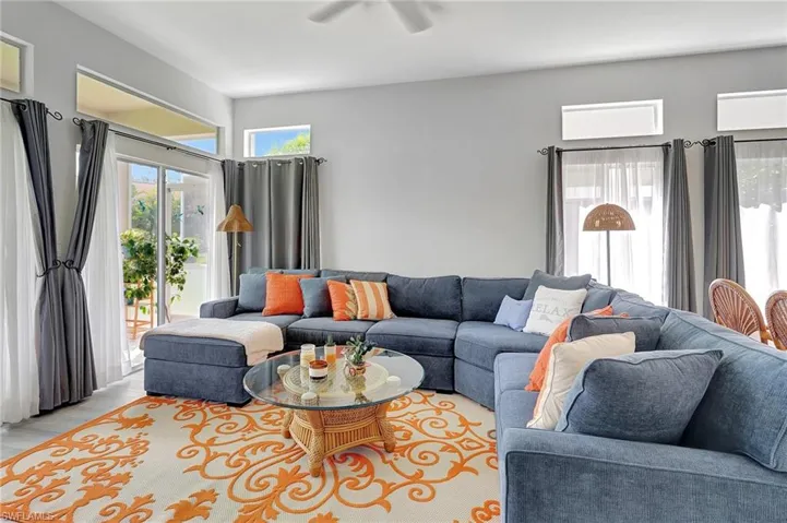 Living room with ceiling fan