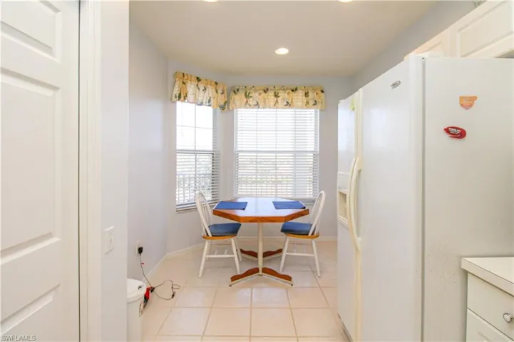 View of tiled dining space