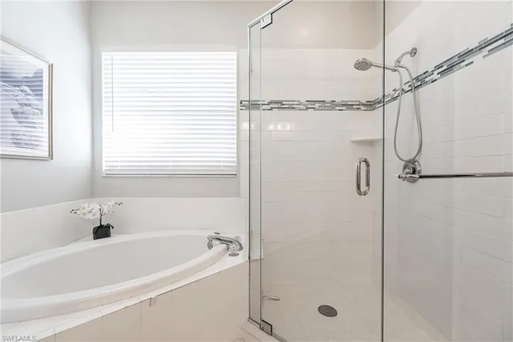 Bathroom with shower with separate bathtub