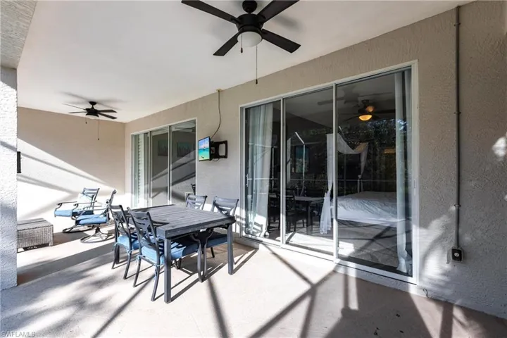 View of patio / terrace featuring ceiling fan