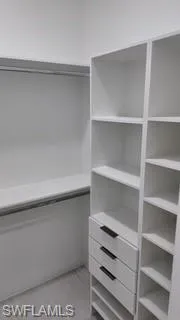 Walk in closet featuring light wood-style floors