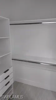 Walk in closet featuring light wood-style floors