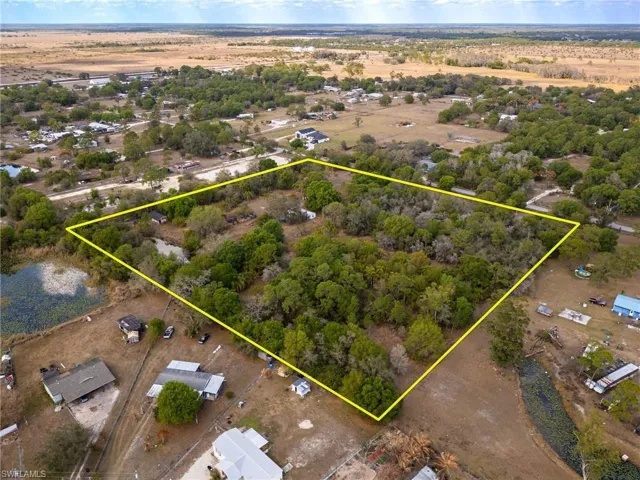 Aerial overview of property's location with property boundaries highlighted