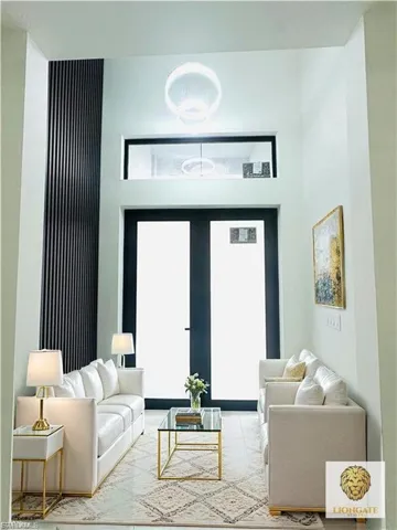 View of living room, Foyer. This room has been virtually staged