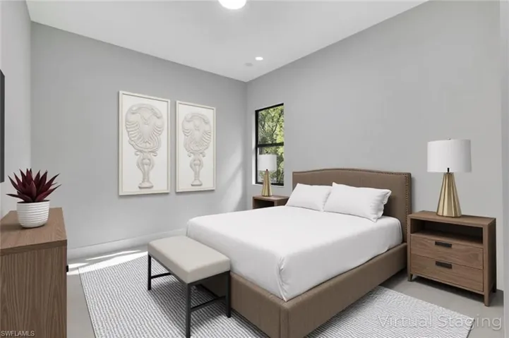 Virtual staged - Bedroom with baseboards