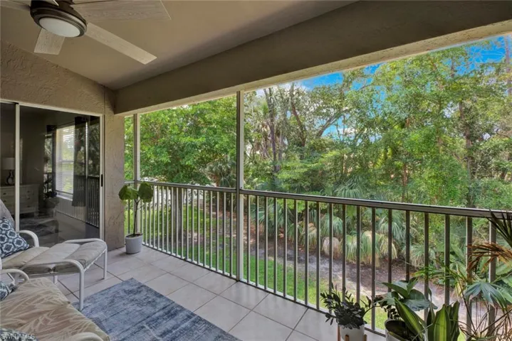 Balcony with a ceiling fan