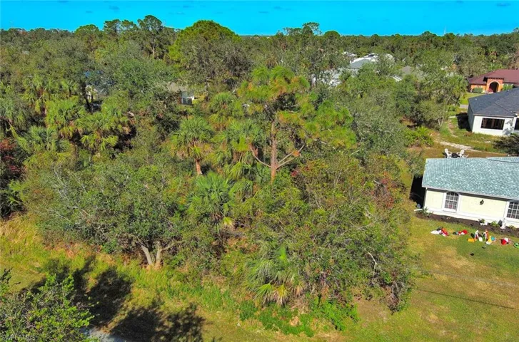 View of subject property with a forest