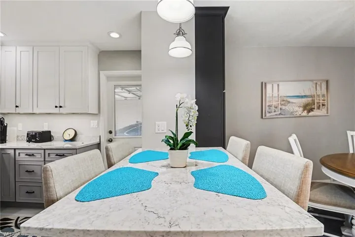Dining room featuring recessed lighting