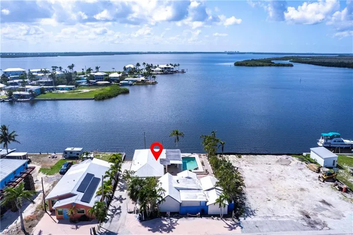 Bird's eye view of a nearby body of water