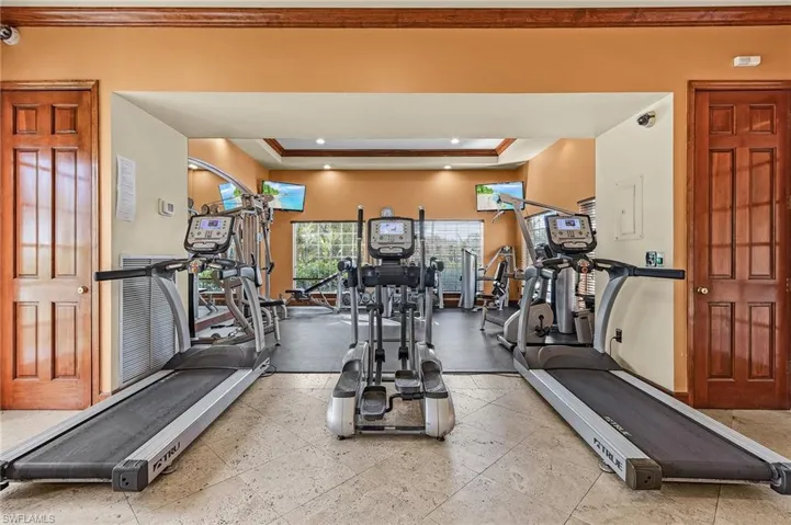 Workout area with recessed lighting