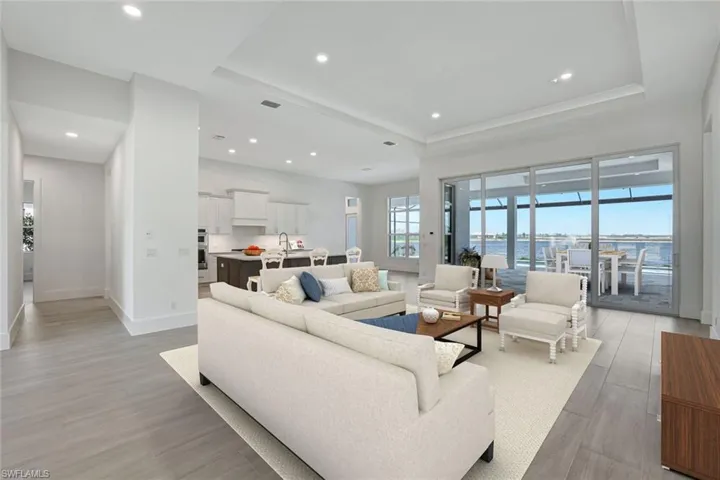 Oversized living spaces with a water view