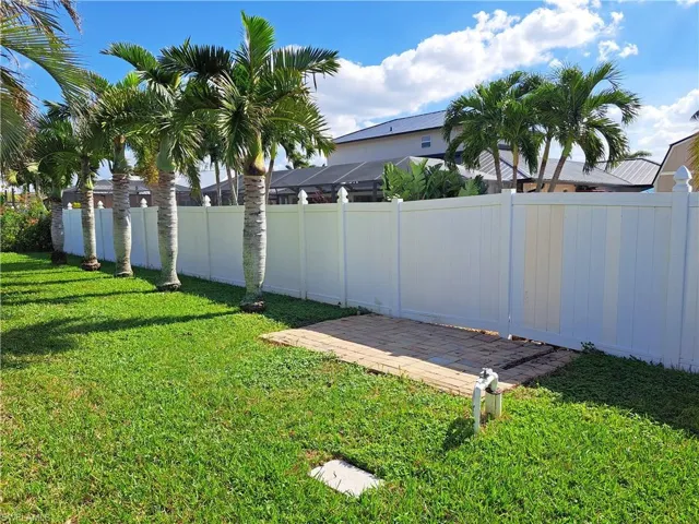 View of back yard area for a shed.