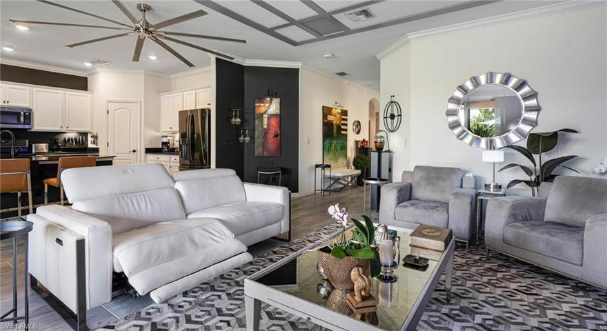 Note the trim work on the ceiling and the 8 foot fan