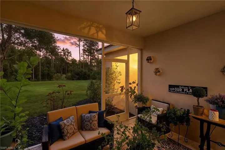 View of lanai at sunset
