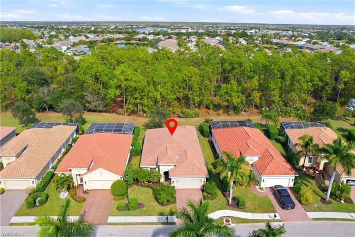 Aerial view of residential area and preserve