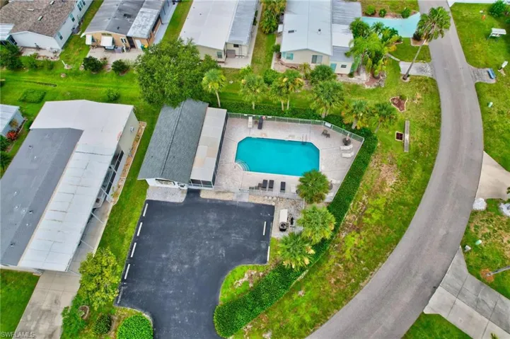 Drone / aerial view of a pool area