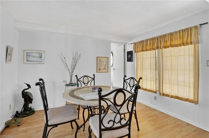 Dining space featuring light wood-type flooring