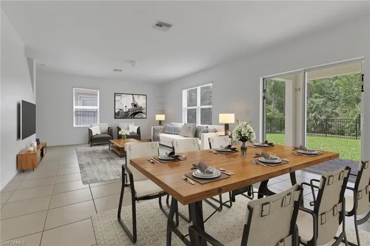 Staged dining and living room