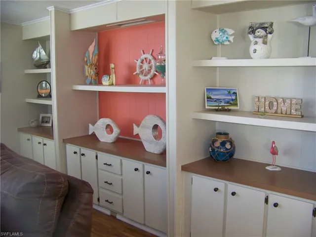 A wall of shelves, great for decorating