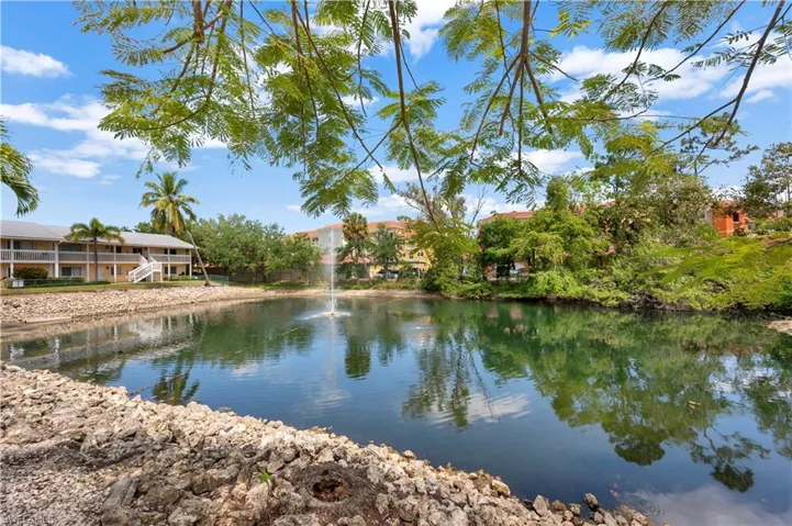 View from pool of water feature