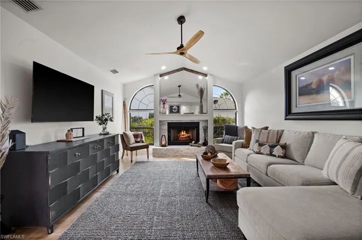 with wood burning fireplace