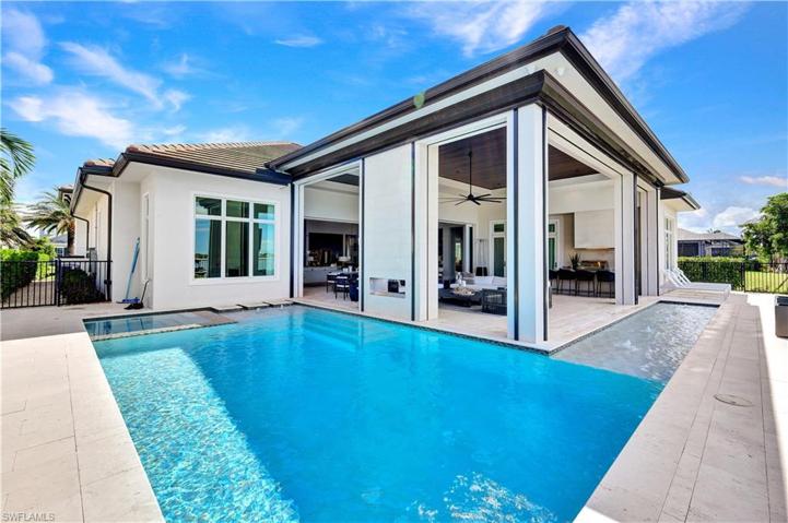 Custom Pool, Spa with outdoor fireplace and water feature