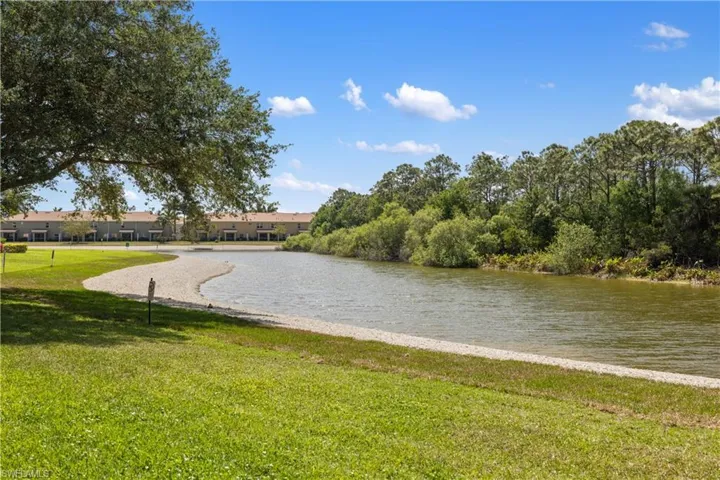 Lake behind the building