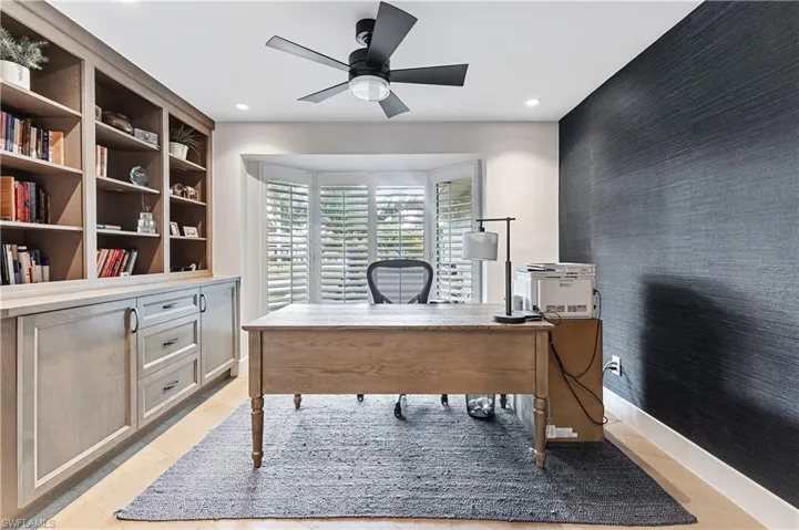 Office with built in cabinetry