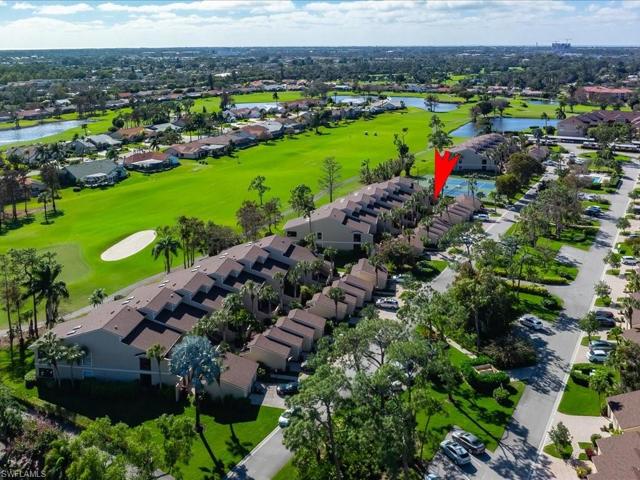 Ariel view of the street and hole #9 on the Silver Course.