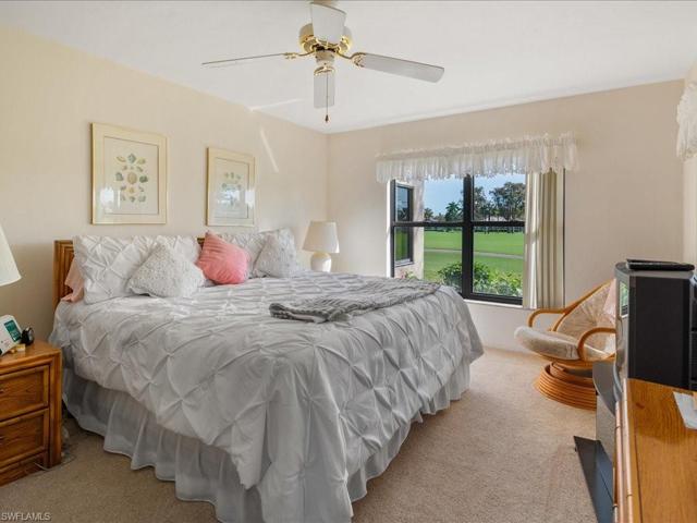 Primary bedroom has wall to wall carpet, two walk-in closets and en-suite bath.