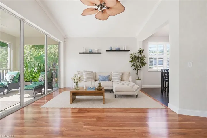 Volume ceilings and an open floor plan complemented by a neutral, calming color palette and abundant natural light.