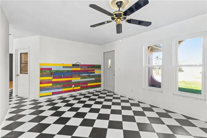 Living room has double pane glass windows.