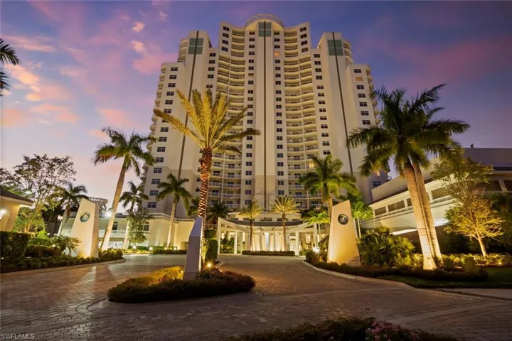 View of outdoor building at dusk
