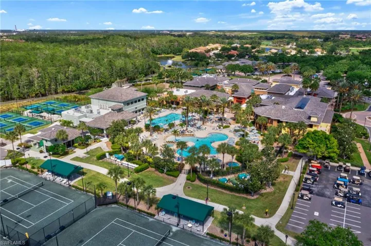 Aerial perspective capturing the vibrant lifestyle amenities and thoughtfully designed community spaces.