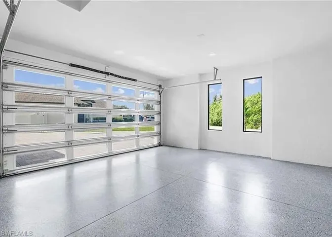 Empty room with speckled floor