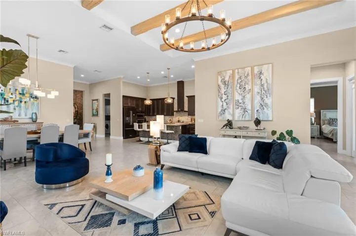 Beamed Ceiling and Unique Lighting