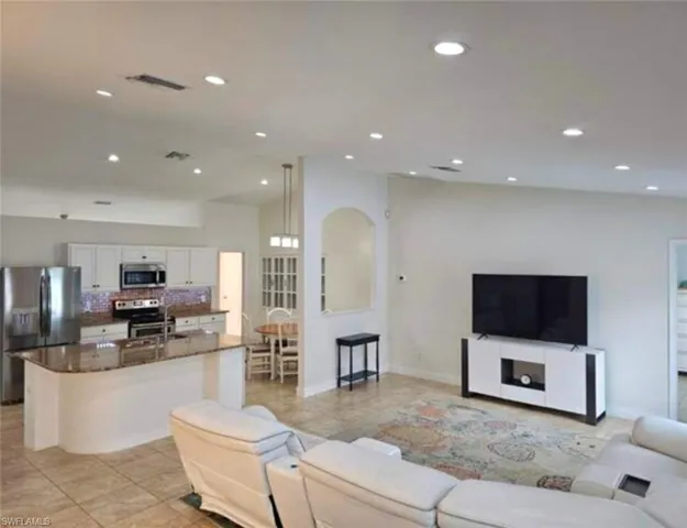View of tiled living room