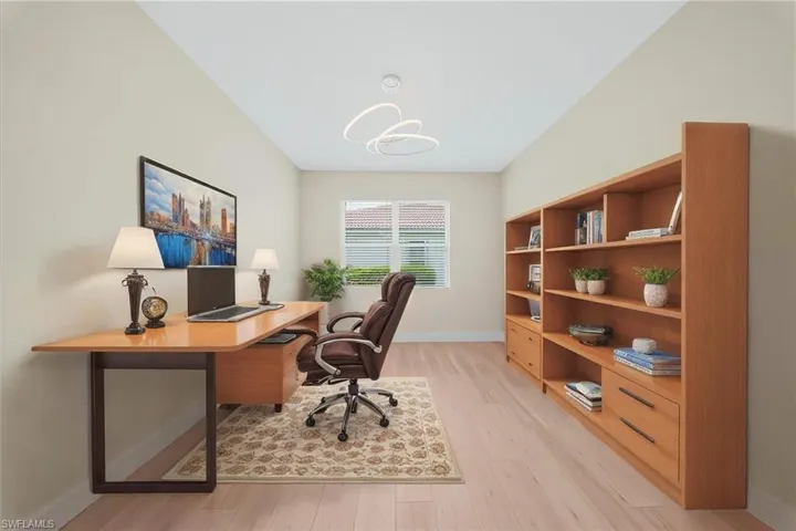Virtual Staging-Office with baseboards and light wood finished floors