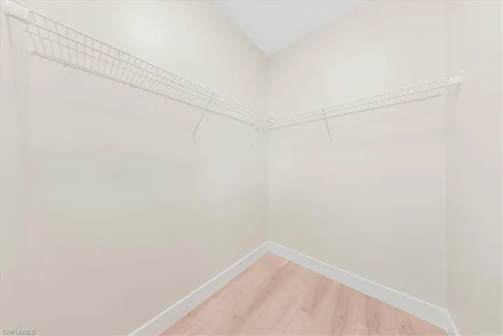 Spacious closet featuring light wood-style flooring