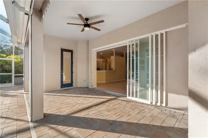 Large patio by pool. Plenty of room for table and chairs