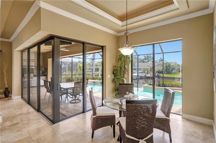 Breakfast nook overlooking pool area.