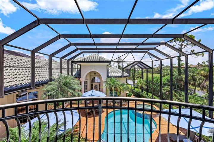 Balcony overlooking pool.
