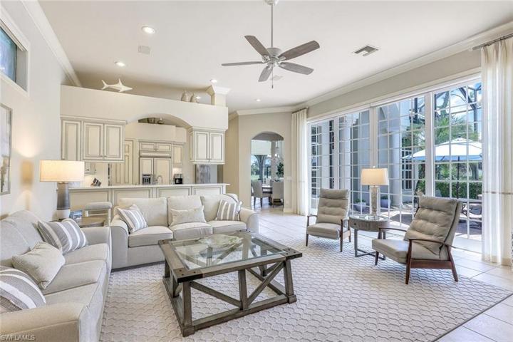 Family room, open to kitchen and dining area.