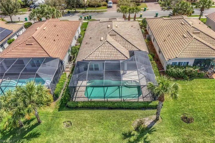 Aerial view of a pool