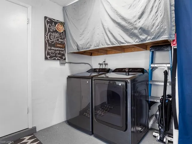 Laundry area in the garage.