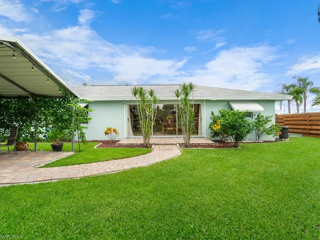 Backyard with gardening area.